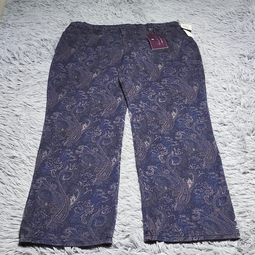 Gloria Vanderbilt Amanda Jeans Womens 14 Average Paisley Blue High Rise Tapered